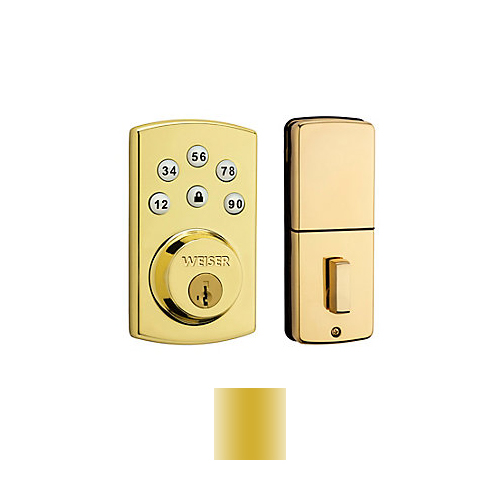 Brass Weiser Powerbolt 2.0 Black Keyless Entry Electronic Deadbolt. Model # 9GED14600-105