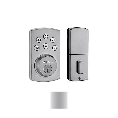 Stainless Steel Weiser Powerbolt 2.0 Black Keyless Entry Electronic Deadbolt. Model # 9GED14600-105